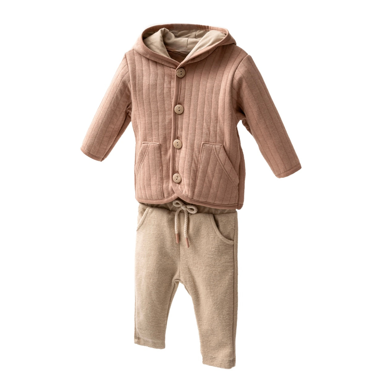 KOMPLET JAKNICA NA DRVENE DUGMIĆE I PANTALONE