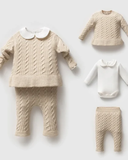 KNIT PLETENI TRODELNI SET