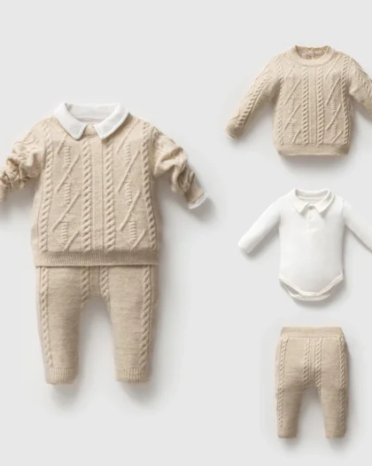 KNIT PLETENI TRODELNI SET