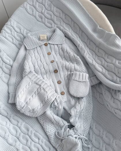 NIPPERLAND BABY BLUE KNIT PETODELNI SET